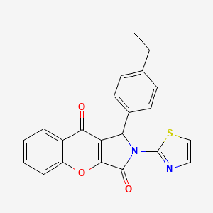 molecular formula C22H16N2O3S B11585939 1-(4-Ethylphenyl)-2-(1,3-thiazol-2-yl)-1,2-dihydrochromeno[2,3-c]pyrrole-3,9-dione 