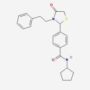 N-cyclopentyl-4-[4-oxo-3-(2-phenylethyl)-1,3-thiazolidin-2-yl]benzamide