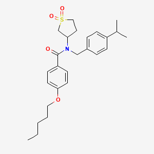 molecular formula C26H35NO4S B11586049 N-(1,1-dioxidotetrahydrothiophen-3-yl)-4-(pentyloxy)-N-[4-(propan-2-yl)benzyl]benzamide 