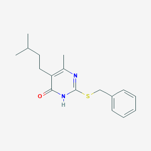 molecular formula C17H22N2OS B11586114 2-(Benzylsulfanyl)-6-methyl-5-(3-methylbutyl)pyrimidin-4-ol 