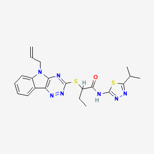 molecular formula C21H23N7OS2 B11586155 N-[5-(propan-2-yl)-1,3,4-thiadiazol-2-yl]-2-{[5-(prop-2-en-1-yl)-5H-[1,2,4]triazino[5,6-b]indol-3-yl]sulfanyl}butanamide 