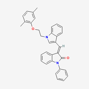 molecular formula C33H28N2O2 B11586162 (3E)-3-({1-[2-(2,5-dimethylphenoxy)ethyl]-1H-indol-3-yl}methylidene)-1-phenyl-1,3-dihydro-2H-indol-2-one 