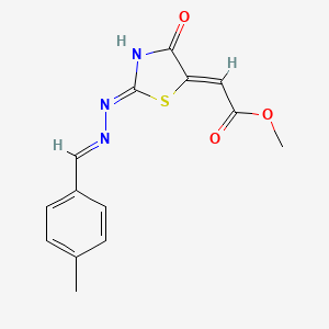 molecular formula C14H13N3O3S B11586182 methyl (2Z)-[(2Z)-4-hydroxy-2-[(2E)-(4-methylbenzylidene)hydrazinylidene]-1,3-thiazol-5(2H)-ylidene]ethanoate 