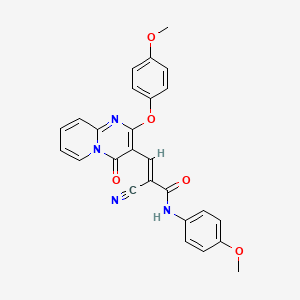 (2E)-2-cyano-3-[2-(4-methoxyphenoxy)-4-oxo-4H-pyrido[1,2-a]pyrimidin-3-yl]-N-(4-methoxyphenyl)prop-2-enamide