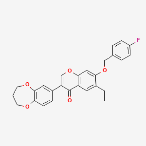 molecular formula C27H23FO5 B11586216 3-(3,4-dihydro-2H-1,5-benzodioxepin-7-yl)-6-ethyl-7-[(4-fluorobenzyl)oxy]-4H-chromen-4-one 