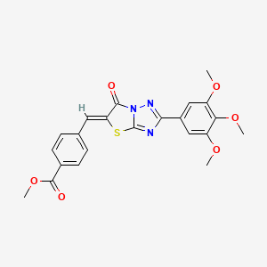 molecular formula C22H19N3O6S B11586223 methyl 4-{(Z)-[6-oxo-2-(3,4,5-trimethoxyphenyl)[1,3]thiazolo[3,2-b][1,2,4]triazol-5(6H)-ylidene]methyl}benzoate 