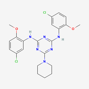 molecular formula C22H24Cl2N6O2 B11586245 N,N'-bis(5-chloro-2-methoxyphenyl)-6-(piperidin-1-yl)-1,3,5-triazine-2,4-diamine 