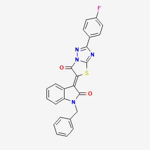 (3Z)-1-benzyl-3-[2-(4-fluorophenyl)-6-oxo[1,3]thiazolo[3,2-b][1,2,4]triazol-5(6H)-ylidene]-1,3-dihydro-2H-indol-2-one