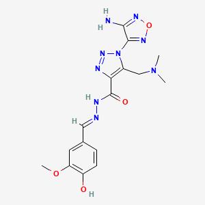 1-(4-amino-1,2,5-oxadiazol-3-yl)-5-[(dimethylamino)methyl]-N'-[(E)-(4-hydroxy-3-methoxyphenyl)methylidene]-1H-1,2,3-triazole-4-carbohydrazide