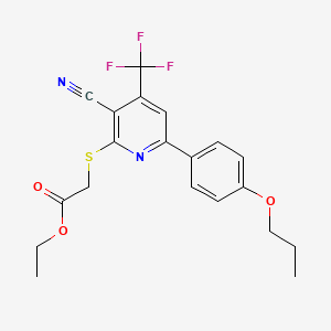 Ethyl {[3-cyano-6-(4-propoxyphenyl)-4-(trifluoromethyl)pyridin-2-yl]sulfanyl}acetate