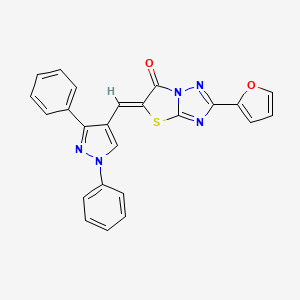 molecular formula C24H15N5O2S B11586319 (5Z)-5-[(1,3-diphenyl-1H-pyrazol-4-yl)methylidene]-2-(furan-2-yl)[1,3]thiazolo[3,2-b][1,2,4]triazol-6(5H)-one 