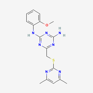 6-(4,6-Dimethyl-pyrimidin-2-ylsulfanylmethyl)-N-(2-methoxy-phenyl)-[1,3,5]triazine-2,4-diamine