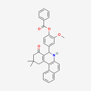 4-(2,2-Dimethyl-4-oxo-1,2,3,4,5,6-hexahydrobenzo[a]phenanthridin-5-yl)-2-methoxyphenyl benzoate