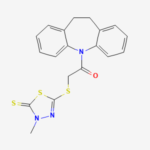 molecular formula C19H17N3OS3 B11586359 1-(10,11-dihydro-5H-dibenzo[b,f]azepin-5-yl)-2-[(4-methyl-5-thioxo-4,5-dihydro-1,3,4-thiadiazol-2-yl)sulfanyl]ethanone 