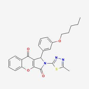 molecular formula C25H23N3O4S B11586362 2-(5-Methyl-1,3,4-thiadiazol-2-yl)-1-[3-(pentyloxy)phenyl]-1,2-dihydrochromeno[2,3-c]pyrrole-3,9-dione 