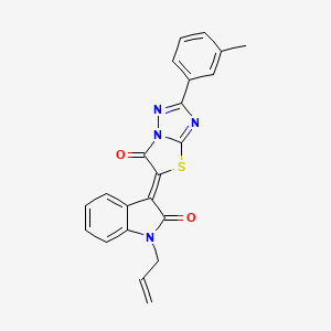 (3Z)-3-[2-(3-methylphenyl)-6-oxo[1,3]thiazolo[3,2-b][1,2,4]triazol-5(6H)-ylidene]-1-(prop-2-en-1-yl)-1,3-dihydro-2H-indol-2-one