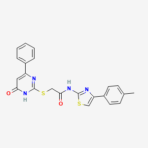 molecular formula C22H18N4O2S2 B11586383 2-[(4-hydroxy-6-phenylpyrimidin-2-yl)sulfanyl]-N-[4-(4-methylphenyl)-1,3-thiazol-2-yl]acetamide 