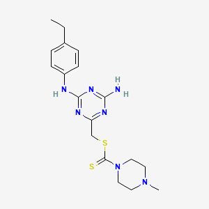 molecular formula C18H25N7S2 B11586415 {4-Amino-6-[(4-ethylphenyl)amino]-1,3,5-triazin-2-yl}methyl 4-methylpiperazine-1-carbodithioate 