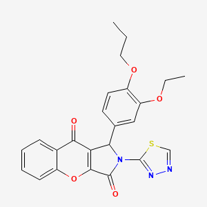 molecular formula C24H21N3O5S B11586424 1-(3-Ethoxy-4-propoxyphenyl)-2-(1,3,4-thiadiazol-2-yl)-1,2-dihydrochromeno[2,3-c]pyrrole-3,9-dione 