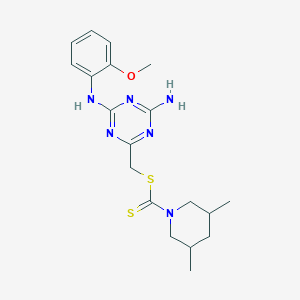 {4-Amino-6-[(2-methoxyphenyl)amino]-1,3,5-triazin-2-yl}methyl 3,5-dimethylpiperidine-1-carbodithioate