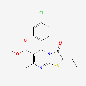 molecular formula C17H17ClN2O3S B11586450 methyl 5-(4-chlorophenyl)-2-ethyl-7-methyl-3-oxo-2,3-dihydro-5H-[1,3]thiazolo[3,2-a]pyrimidine-6-carboxylate 