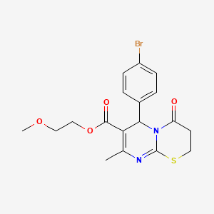 molecular formula C18H19BrN2O4S B11586530 2-methoxyethyl 6-(4-bromophenyl)-8-methyl-4-oxo-3,4-dihydro-2H,6H-pyrimido[2,1-b][1,3]thiazine-7-carboxylate CAS No. 609795-52-0