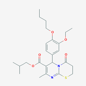 molecular formula C25H34N2O5S B11586531 2-methylpropyl 6-(4-butoxy-3-ethoxyphenyl)-8-methyl-4-oxo-3,4-dihydro-2H,6H-pyrimido[2,1-b][1,3]thiazine-7-carboxylate 