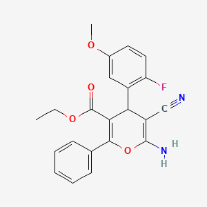 ethyl 6-amino-5-cyano-4-(2-fluoro-5-methoxyphenyl)-2-phenyl-4H-pyran-3-carboxylate