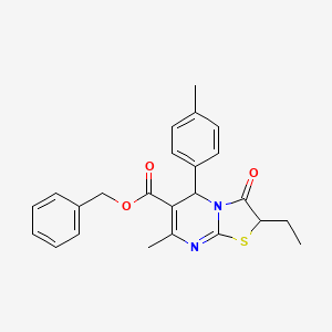 molecular formula C24H24N2O3S B11586569 benzyl 2-ethyl-7-methyl-5-(4-methylphenyl)-3-oxo-2,3-dihydro-5H-[1,3]thiazolo[3,2-a]pyrimidine-6-carboxylate 