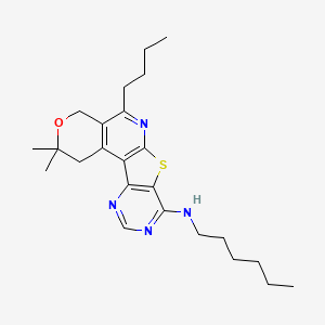 8-butyl-N-hexyl-4,4-dimethyl-5-oxa-11-thia-9,14,16-triazatetracyclo[8.7.0.02,7.012,17]heptadeca-1(10),2(7),8,12(17),13,15-hexaen-13-amine