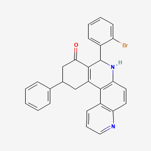 molecular formula C28H21BrN2O B11586577 8-(2-bromophenyl)-11-phenyl-8,10,11,12-tetrahydrobenzo[a][4,7]phenanthrolin-9(7H)-one 