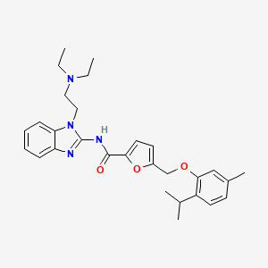 N-{1-[2-(diethylamino)ethyl]-1H-benzimidazol-2-yl}-5-{[5-methyl-2-(propan-2-yl)phenoxy]methyl}furan-2-carboxamide