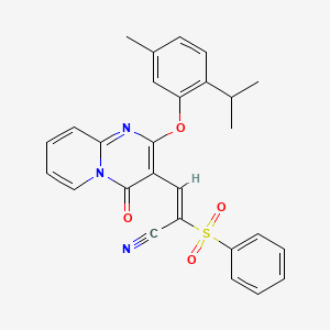 (2E)-3-{2-[5-methyl-2-(propan-2-yl)phenoxy]-4-oxo-4H-pyrido[1,2-a]pyrimidin-3-yl}-2-(phenylsulfonyl)prop-2-enenitrile