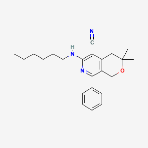 6-(hexylamino)-3,3-dimethyl-8-phenyl-3,4-dihydro-1H-pyrano[3,4-c]pyridine-5-carbonitrile