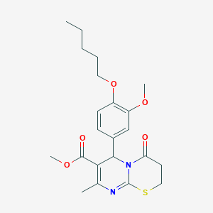 molecular formula C22H28N2O5S B11586707 methyl 6-[3-methoxy-4-(pentyloxy)phenyl]-8-methyl-4-oxo-3,4-dihydro-2H,6H-pyrimido[2,1-b][1,3]thiazine-7-carboxylate 