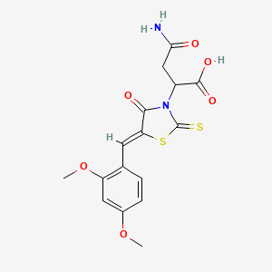 molecular formula C16H16N2O6S2 B11586727 4-amino-2-[(5Z)-5-(2,4-dimethoxybenzylidene)-4-oxo-2-thioxo-1,3-thiazolidin-3-yl]-4-oxobutanoic acid 