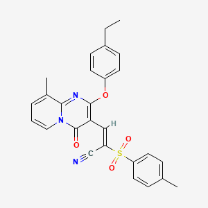 molecular formula C27H23N3O4S B11586733 (2E)-3-[2-(4-ethylphenoxy)-9-methyl-4-oxo-4H-pyrido[1,2-a]pyrimidin-3-yl]-2-[(4-methylphenyl)sulfonyl]prop-2-enenitrile 