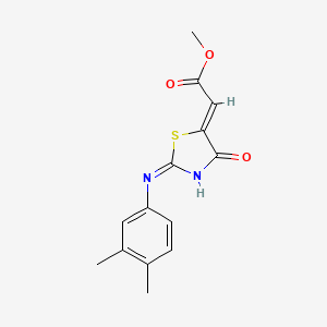 molecular formula C14H14N2O3S B11586788 methyl (2Z)-[2-[(3,4-dimethylphenyl)amino]-4-oxo-1,3-thiazol-5(4H)-ylidene]acetate 