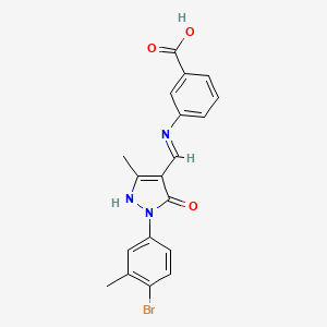 3-({(Z)-[1-(4-bromo-3-methylphenyl)-3-methyl-5-oxo-1,5-dihydro-4H-pyrazol-4-ylidene]methyl}amino)benzoic acid