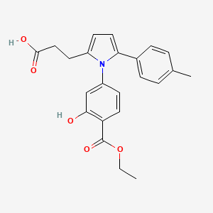 molecular formula C23H23NO5 B11586822 3-{1-[4-(ethoxycarbonyl)-3-hydroxyphenyl]-5-(4-methylphenyl)-1H-pyrrol-2-yl}propanoic acid 