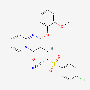 (2E)-2-[(4-chlorophenyl)sulfonyl]-3-[2-(2-methoxyphenoxy)-4-oxo-4H-pyrido[1,2-a]pyrimidin-3-yl]prop-2-enenitrile