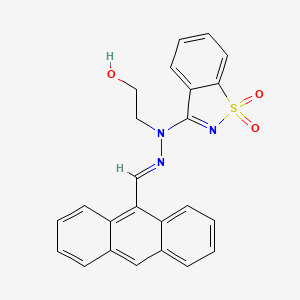 2-[(2E)-2-(anthracen-9-ylmethylidene)-1-(1,1-dioxido-1,2-benzothiazol-3-yl)hydrazinyl]ethanol