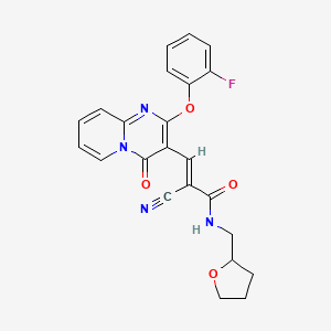 molecular formula C23H19FN4O4 B11586895 (2E)-2-cyano-3-[2-(2-fluorophenoxy)-4-oxo-4H-pyrido[1,2-a]pyrimidin-3-yl]-N-(tetrahydrofuran-2-ylmethyl)prop-2-enamide 