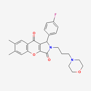 molecular formula C26H27FN2O4 B11586897 1-(4-fluorophenyl)-6,7-dimethyl-2-[3-(morpholin-4-yl)propyl]-1H,2H,3H,9H-chromeno[2,3-c]pyrrole-3,9-dione 