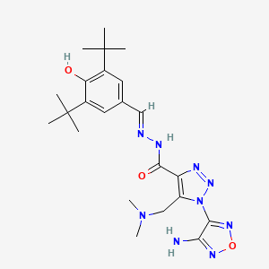 1-(4-amino-1,2,5-oxadiazol-3-yl)-N'-[(E)-(3,5-di-tert-butyl-4-hydroxyphenyl)methylidene]-5-[(dimethylamino)methyl]-1H-1,2,3-triazole-4-carbohydrazide