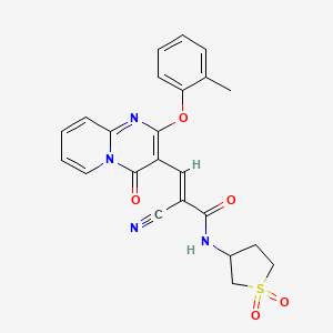 molecular formula C23H20N4O5S B11586907 (2E)-2-cyano-N-(1,1-dioxidotetrahydrothiophen-3-yl)-3-[2-(2-methylphenoxy)-4-oxo-4H-pyrido[1,2-a]pyrimidin-3-yl]prop-2-enamide 