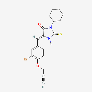 (5Z)-5-[3-bromo-4-(prop-2-yn-1-yloxy)benzylidene]-3-cyclohexyl-1-methyl-2-thioxoimidazolidin-4-one