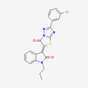 molecular formula C21H15ClN4O2S B11586921 (3Z)-3-[2-(3-chlorophenyl)-6-oxo[1,3]thiazolo[3,2-b][1,2,4]triazol-5(6H)-ylidene]-1-propyl-1,3-dihydro-2H-indol-2-one 