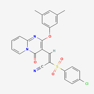 molecular formula C25H18ClN3O4S B11586951 (2E)-2-[(4-chlorophenyl)sulfonyl]-3-[2-(3,5-dimethylphenoxy)-4-oxo-4H-pyrido[1,2-a]pyrimidin-3-yl]prop-2-enenitrile 