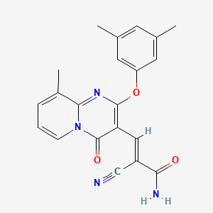 molecular formula C21H18N4O3 B11586954 (2E)-2-cyano-3-[2-(3,5-dimethylphenoxy)-9-methyl-4-oxo-4H-pyrido[1,2-a]pyrimidin-3-yl]prop-2-enamide 